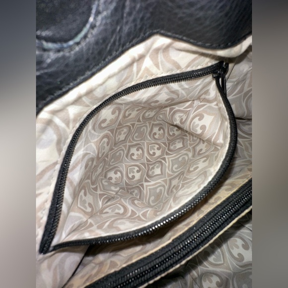 Brighton Black Pebbled Leather and Brown Croc-Embossed Hobo Shoulder Bag - Picture 16 of 16